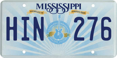 MS license plate HIN276