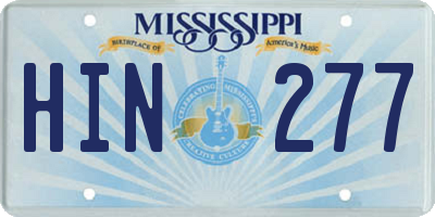MS license plate HIN277