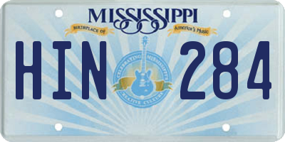 MS license plate HIN284