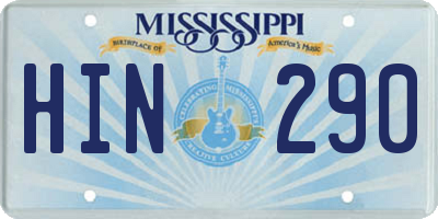 MS license plate HIN290