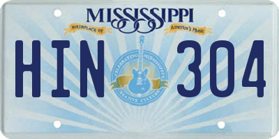 MS license plate HIN304