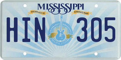 MS license plate HIN305
