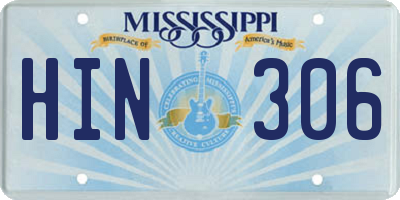 MS license plate HIN306