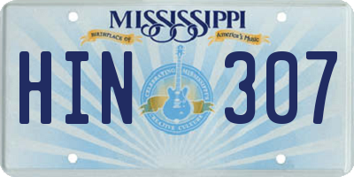 MS license plate HIN307