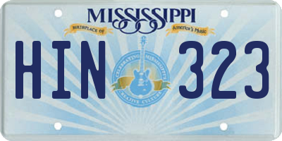 MS license plate HIN323