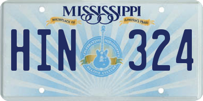 MS license plate HIN324