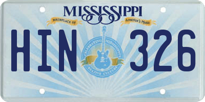 MS license plate HIN326