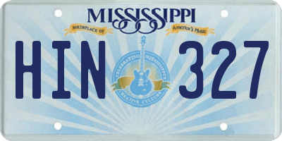 MS license plate HIN327