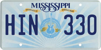 MS license plate HIN330