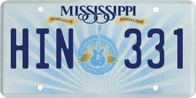 MS license plate HIN331