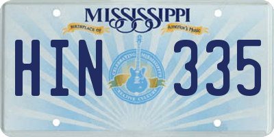 MS license plate HIN335