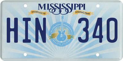 MS license plate HIN340