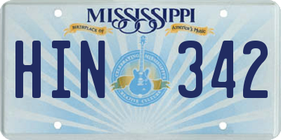 MS license plate HIN342