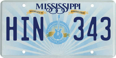 MS license plate HIN343