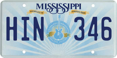 MS license plate HIN346