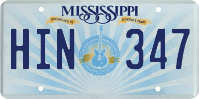 MS license plate HIN347