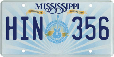 MS license plate HIN356
