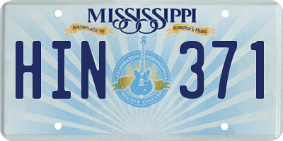 MS license plate HIN371