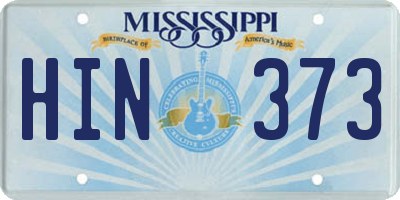 MS license plate HIN373