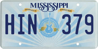 MS license plate HIN379