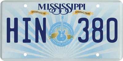 MS license plate HIN380