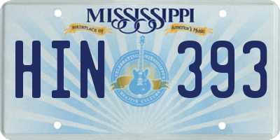 MS license plate HIN393