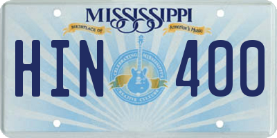 MS license plate HIN400