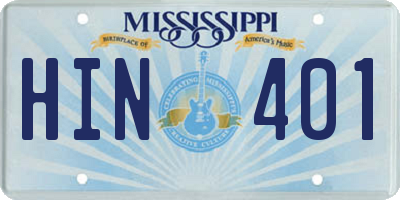 MS license plate HIN401