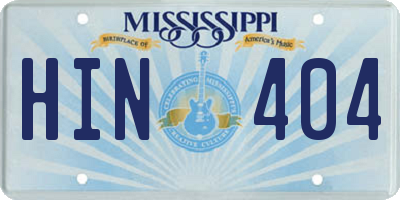 MS license plate HIN404