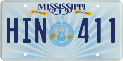 MS license plate HIN411
