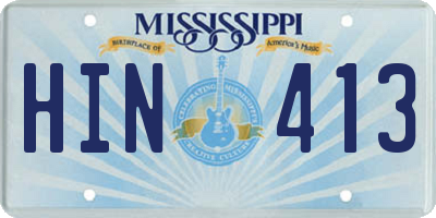 MS license plate HIN413
