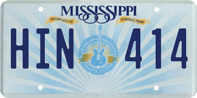 MS license plate HIN414