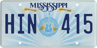 MS license plate HIN415