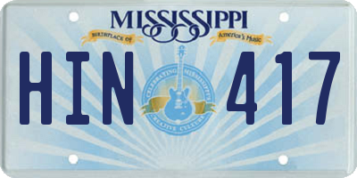 MS license plate HIN417