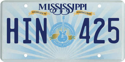 MS license plate HIN425