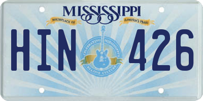 MS license plate HIN426