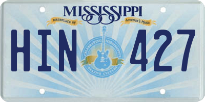 MS license plate HIN427