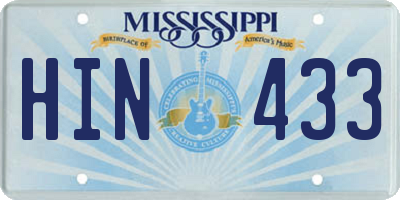 MS license plate HIN433