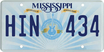 MS license plate HIN434
