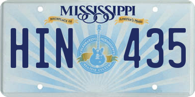 MS license plate HIN435