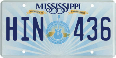 MS license plate HIN436