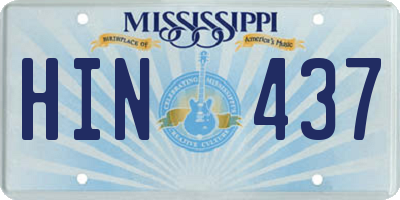 MS license plate HIN437