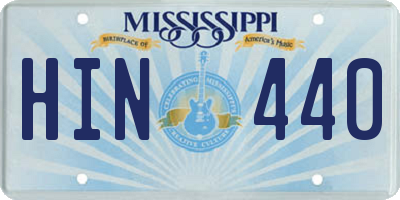 MS license plate HIN440