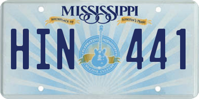 MS license plate HIN441