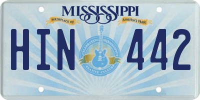 MS license plate HIN442