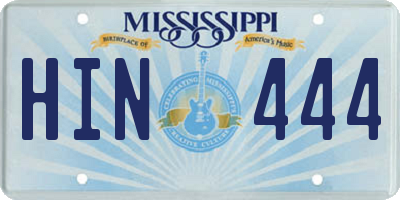 MS license plate HIN444