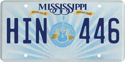 MS license plate HIN446