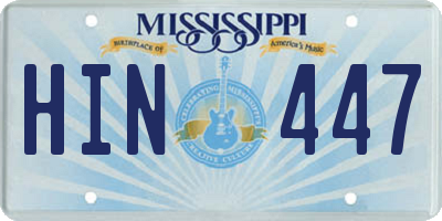 MS license plate HIN447