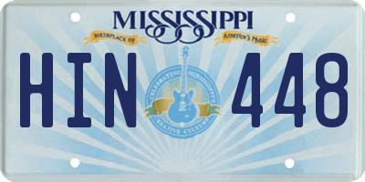 MS license plate HIN448