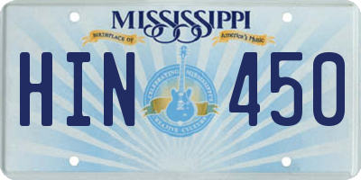 MS license plate HIN450